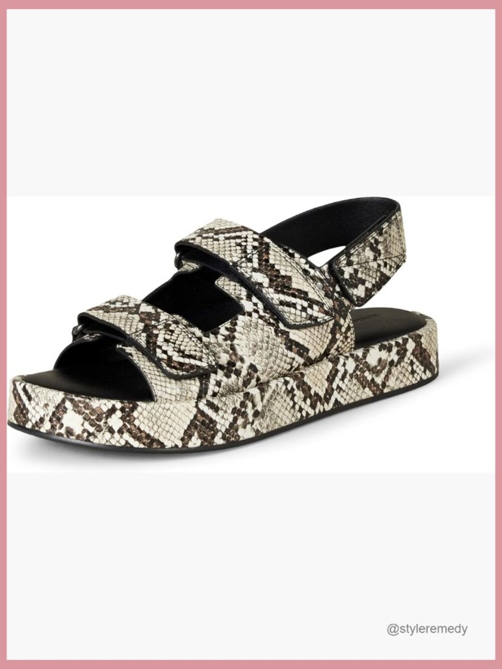 Women's Adjustable Triple Strap Flat Platform Sandals - Faux Leather